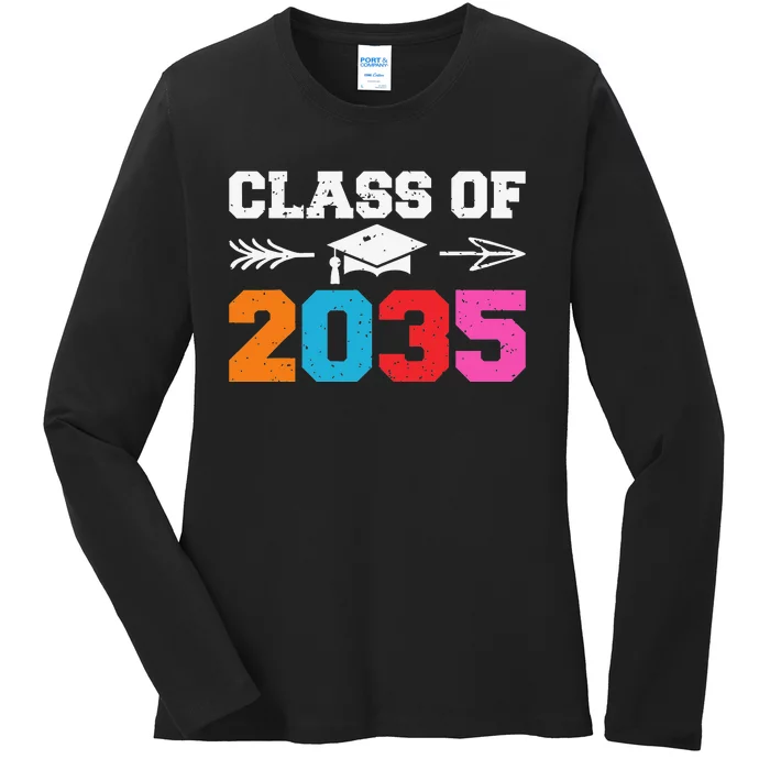 Class Of 2035 Grow With Me Graduation First Day of School Ladies Long Sleeve Shirt