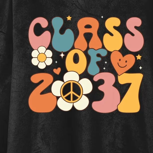 Class Of 2037 Hippie Peace Grow Me Kindergarten To Graduate Hooded Wearable Blanket