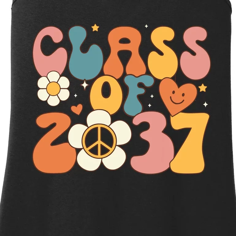 Class Of 2037 Hippie Peace Grow Me Kindergarten To Graduate Ladies Essential Tank