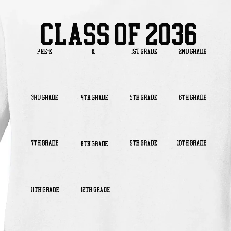 Class Of 2036 Grow With Me Handprint Graduation Ladies Long Sleeve Shirt