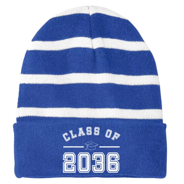 Class Of 2036 Graduation Striped Beanie with Solid Band