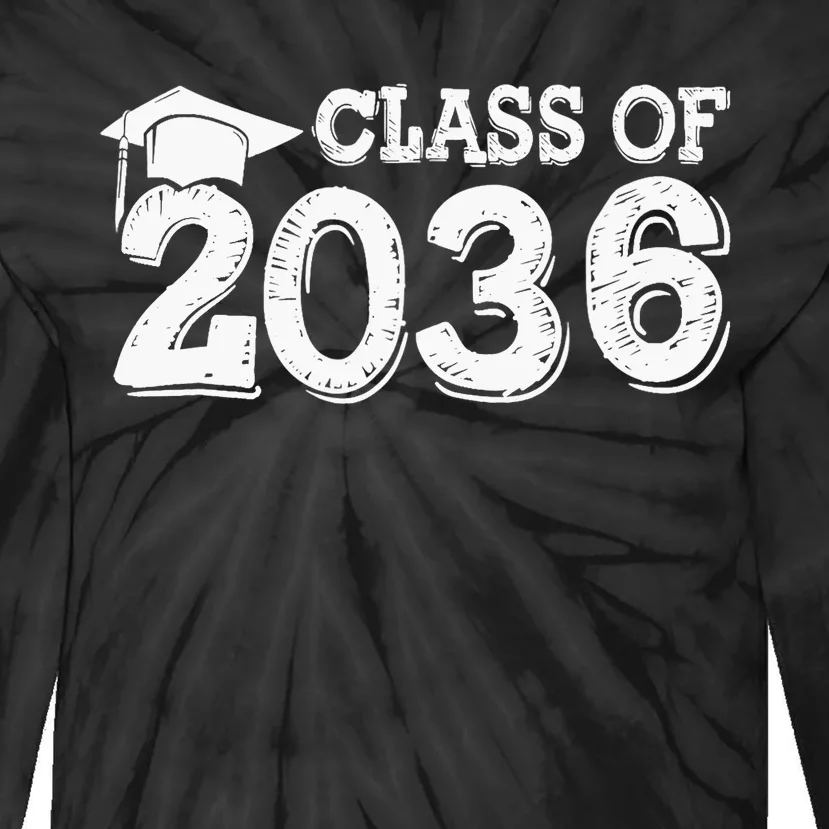 Class Of 2036 Grow With Me Handprints Space On Back School Tie-Dye Long Sleeve Shirt