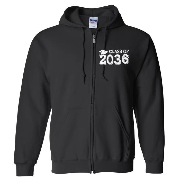 Class Of 2036 Grow With Me Handprints Space On Back School Full Zip Hoodie