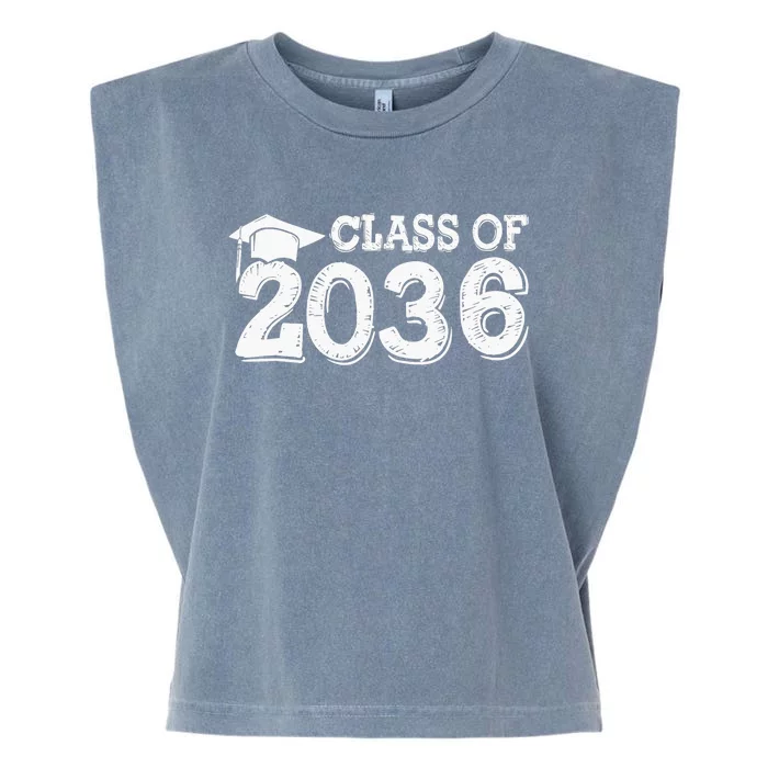 Class Of 2036 Grow With Me Handprints Space On Back School Garment-Dyed Women's Muscle Tee