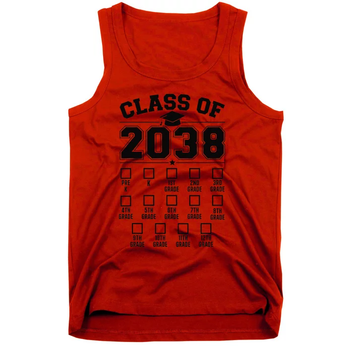 Class Of 2038 Grow With Me Checklist Prek To 12th Grade Gift Tank Top