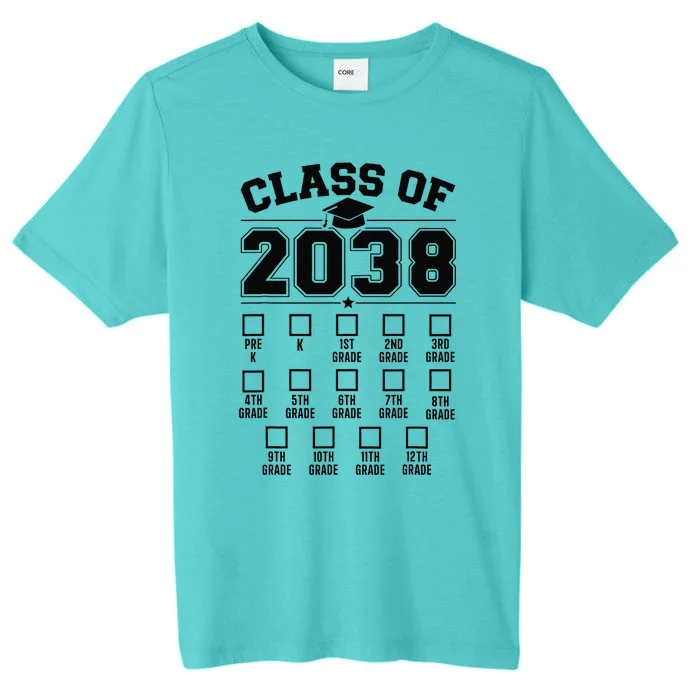 Class Of 2038 Grow With Me Checklist Prek To 12th Grade Gift ChromaSoft Performance T-Shirt