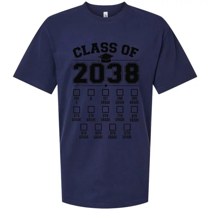 Class Of 2038 Grow With Me Checklist Prek To 12th Grade Gift Sueded Cloud Jersey T-Shirt