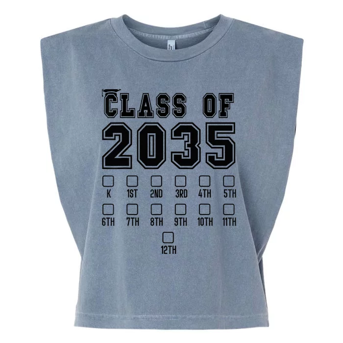 Class of 2035 Grow With Me First Day of School Check Mark Garment-Dyed Women's Muscle Tee