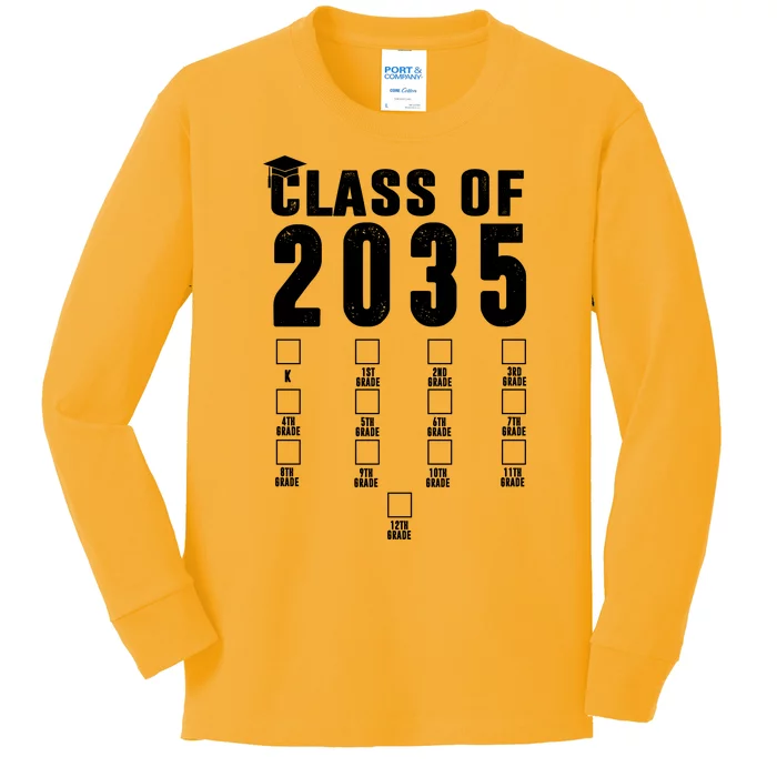 Class Of 2035 Graduation Countdown Kids Long Sleeve Shirt