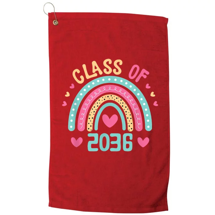 Class Of 2036 Grow With Me First Day Of School Graduation Platinum Collection Golf Towel