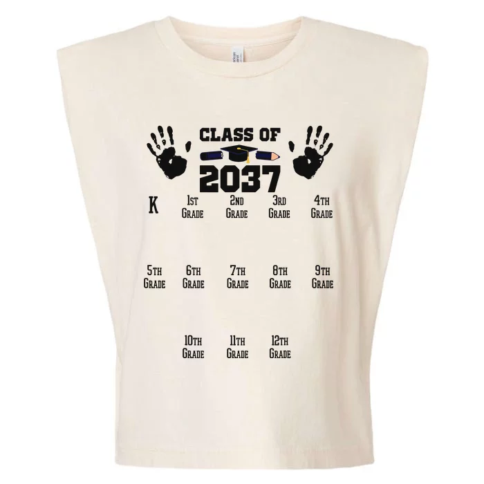 Class Of 2037 Grow With Me Handprint Prek 12th Grade Garment-Dyed Women's Muscle Tee