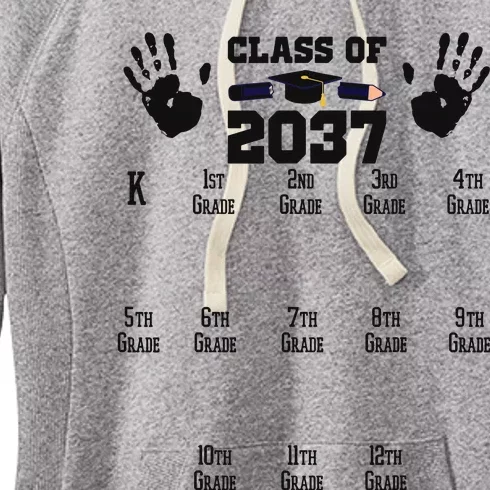 Class Of 2037 Grow With Me Handprint Prek 12th Grade Women's Fleece Hoodie