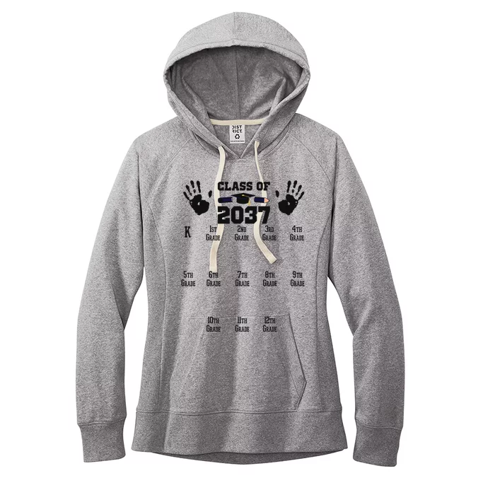 Class Of 2037 Grow With Me Handprint Prek 12th Grade Women's Fleece Hoodie