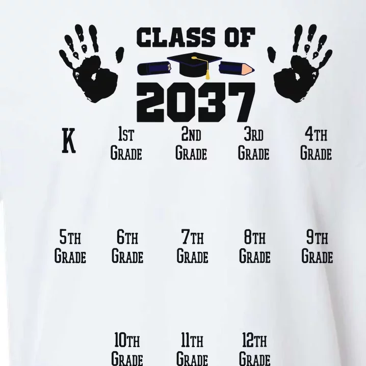 Class Of 2037 Grow With Me Handprint Prek 12th Grade Sueded Cloud Jersey T-Shirt