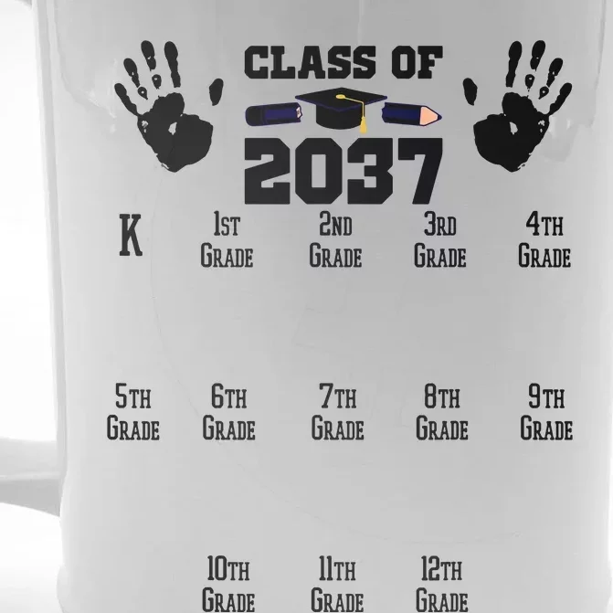 Class Of 2037 Grow With Me Handprint Prek 12th Grade Front & Back Beer Stein