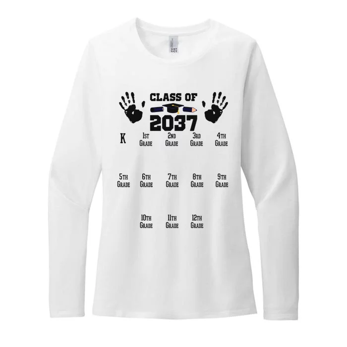 Class Of 2037 Grow With Me Handprint Prek 12th Grade Womens CVC Long Sleeve Shirt