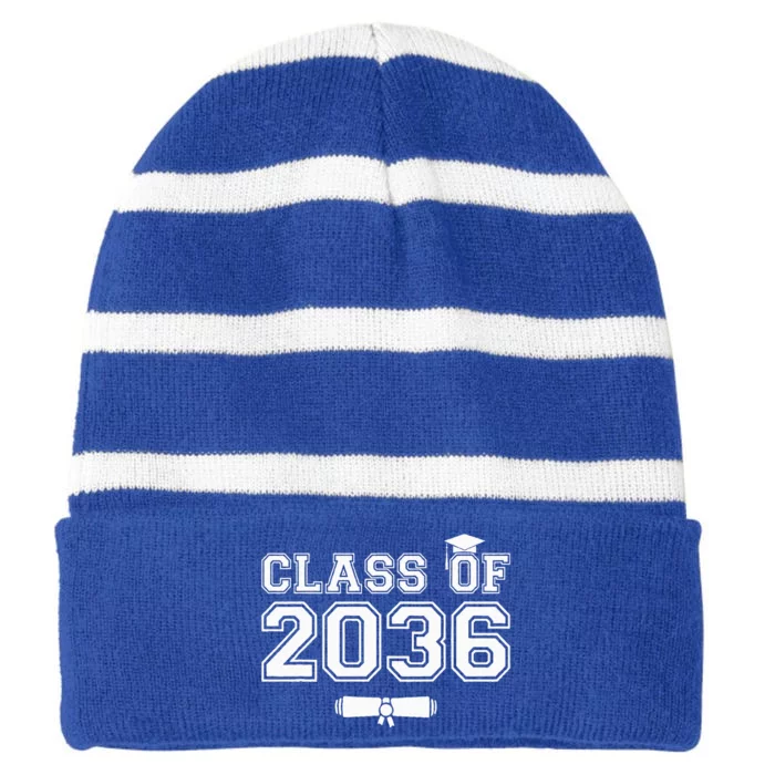 Class Of 2036 Grow With Me Striped Beanie with Solid Band