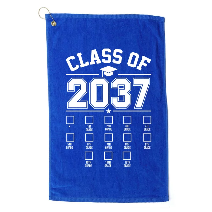 Class Of 2037 Grow With Me Checklist Kindergarten 12th Grade Platinum Collection Golf Towel