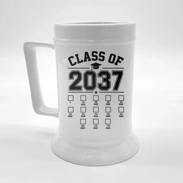 Class Of 2037 Grow With Me Checklist Kindergarten 12th Grade Front & Back Beer Stein