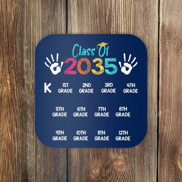 Class Of 2035 Grow With Me Handprint Kindergarten 12th Grade Coaster