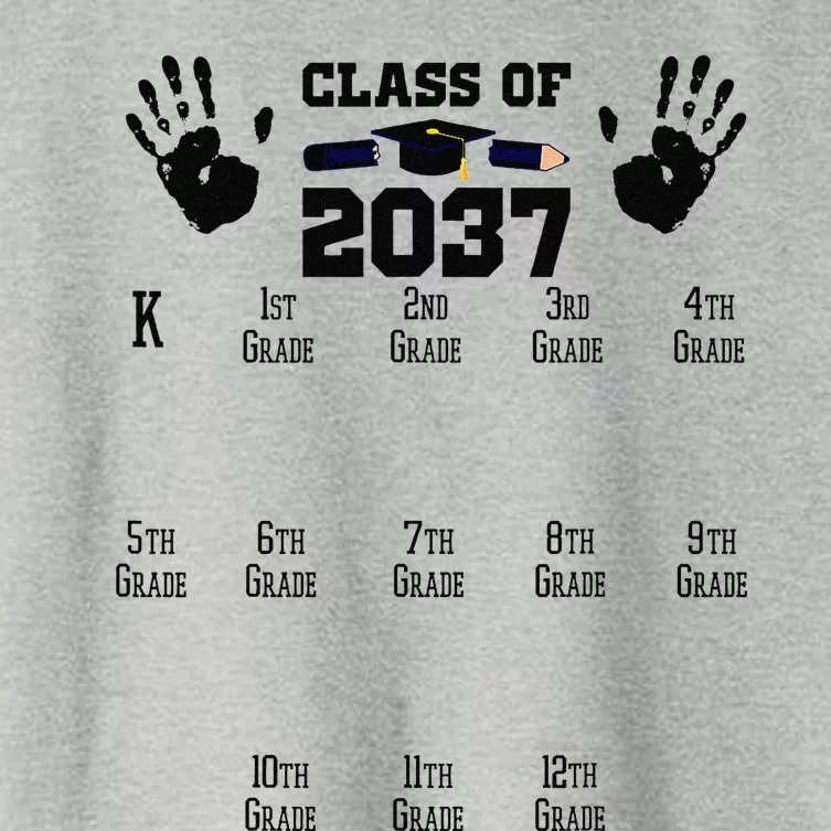 Class Of 2037 Grow With Me Handprint Prek 12th Grade Gift Women's Crop Top Tee