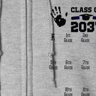 Class Of 2037 Grow With Me Handprint Prek 12th Grade Gift Full Zip Hoodie