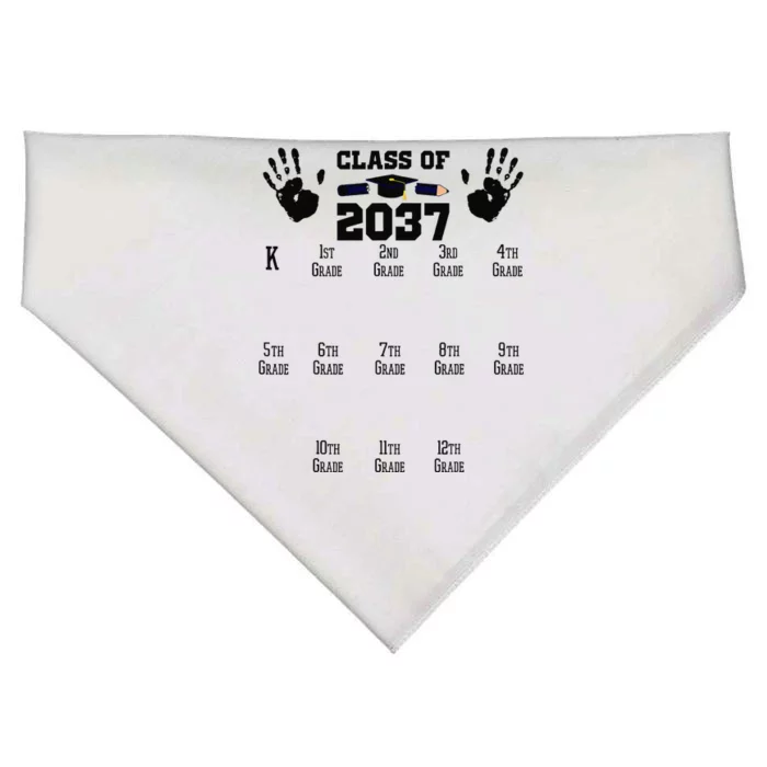 Class Of 2037 Grow With Me Handprint Prek 12th Grade Gift USA-Made Doggie Bandana