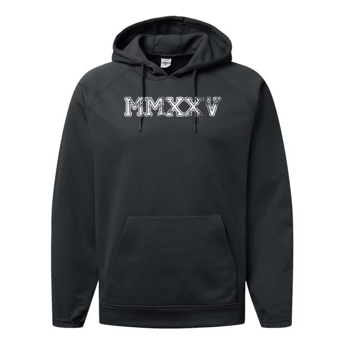 Class Of 2025 Mmxxv Graduation Spirit Vintage Senior 2025 Performance Fleece Hoodie