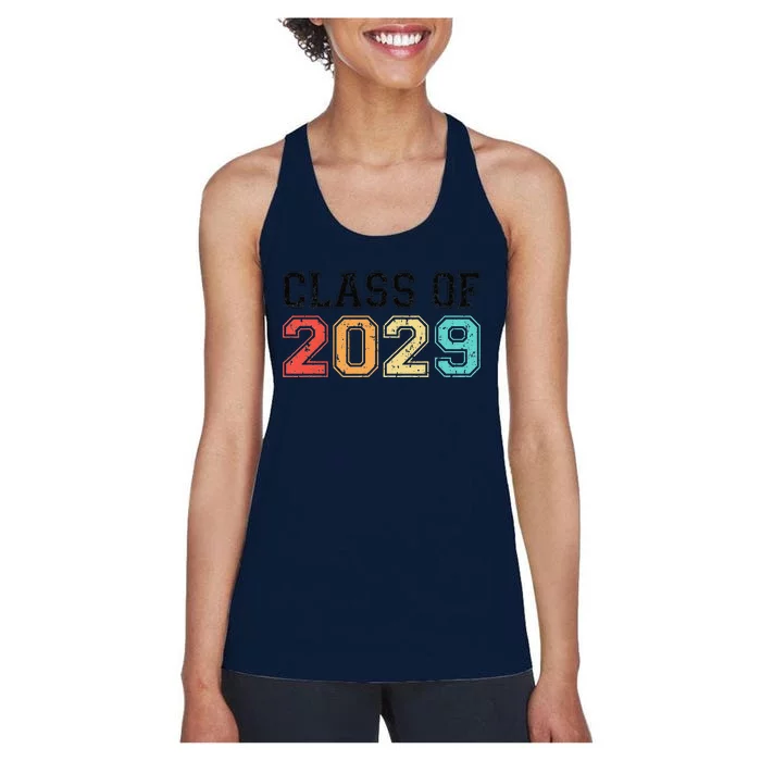 Class Of 2029 Grow With Me Graduation Retro Vintage Women's Racerback Tank