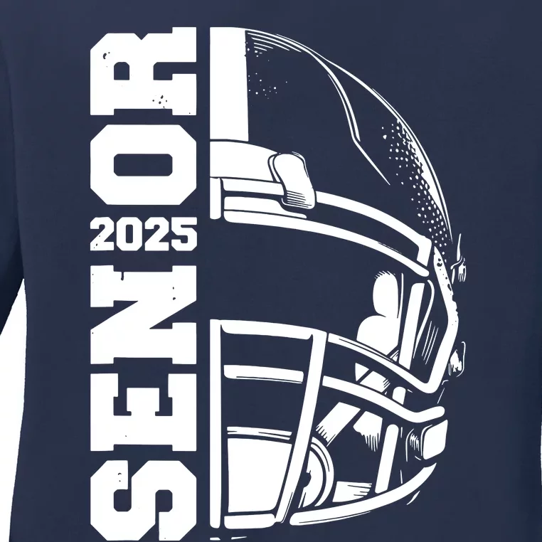 Class Of 2025 Senior 25 Football 2025 Graduation Party Ladies Long Sleeve Shirt