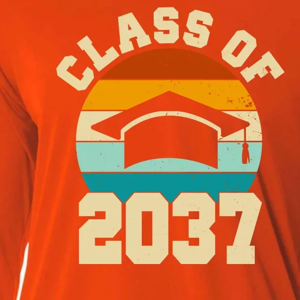 Class Of 2037 Kindergarten Graduation Retro Cooling Performance Long Sleeve Crew