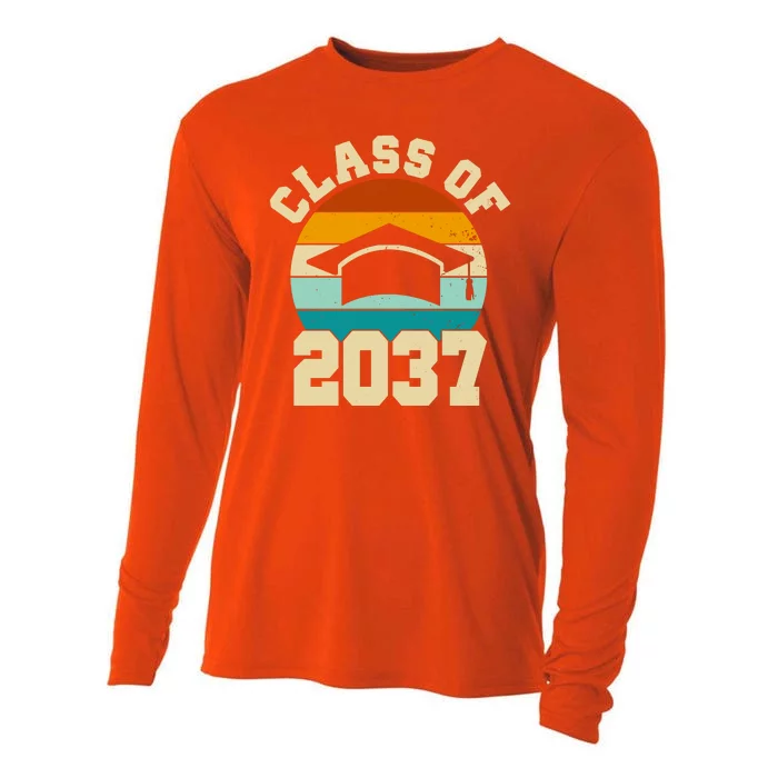 Class Of 2037 Kindergarten Graduation Retro Cooling Performance Long Sleeve Crew