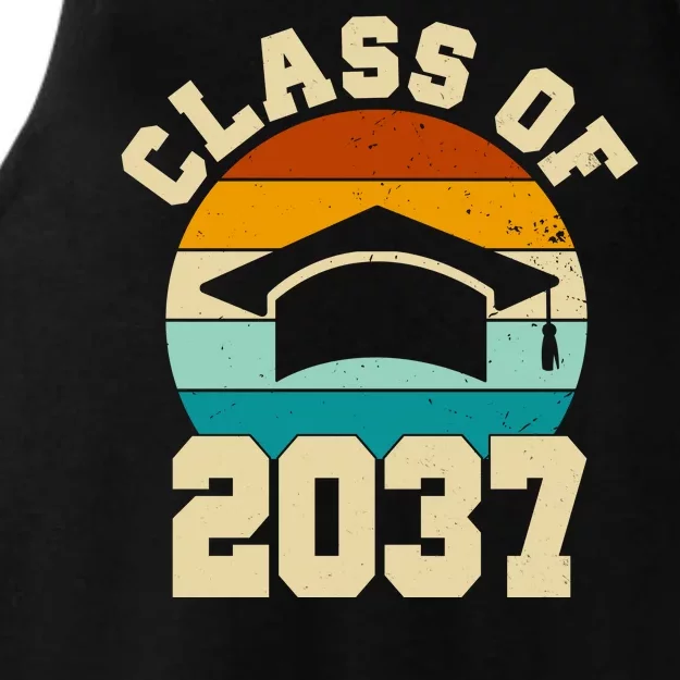 Class Of 2037 Kindergarten Graduation Retro Ladies Tri-Blend Wicking Tank