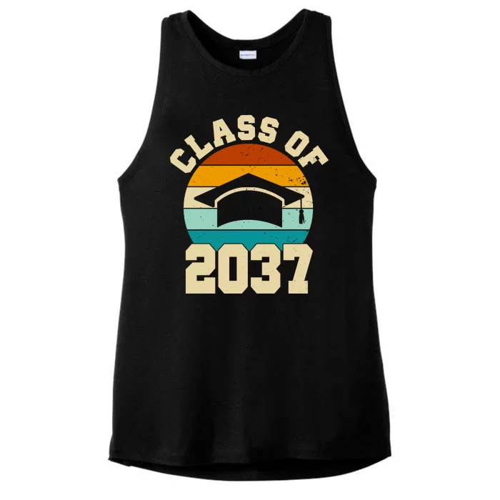 Class Of 2037 Kindergarten Graduation Retro Ladies Tri-Blend Wicking Tank