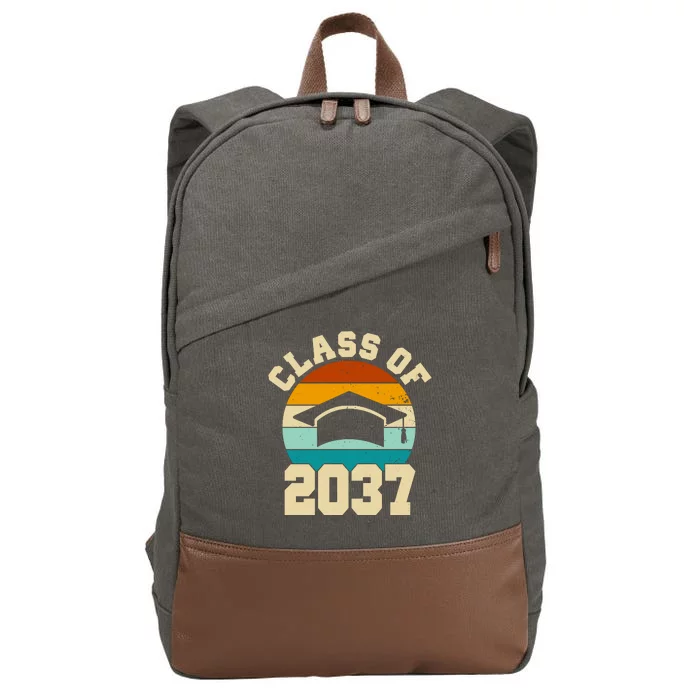 Class Of 2037 Kindergarten Graduation Retro Cotton Canvas Backpack