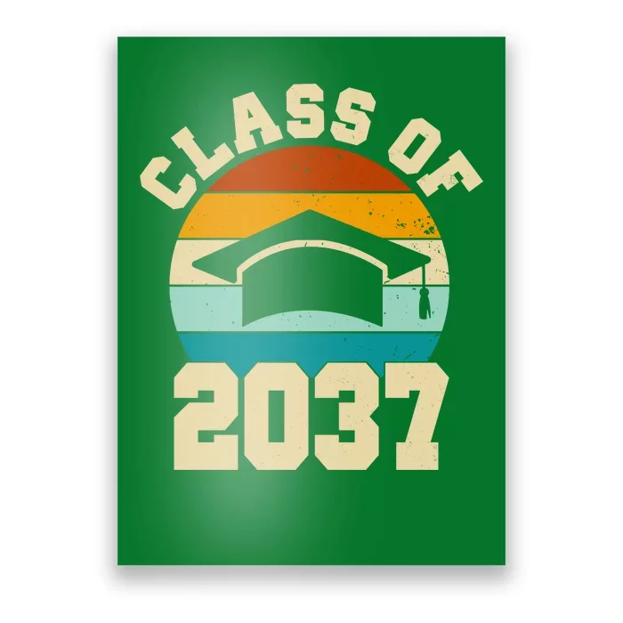 Class Of 2037 Kindergarten Graduation Retro Poster