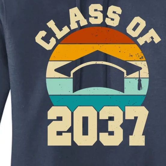 Class Of 2037 Kindergarten Graduation Retro Women's Pullover Hoodie