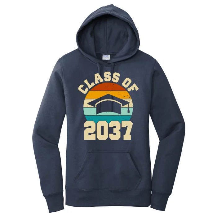 Class Of 2037 Kindergarten Graduation Retro Women's Pullover Hoodie