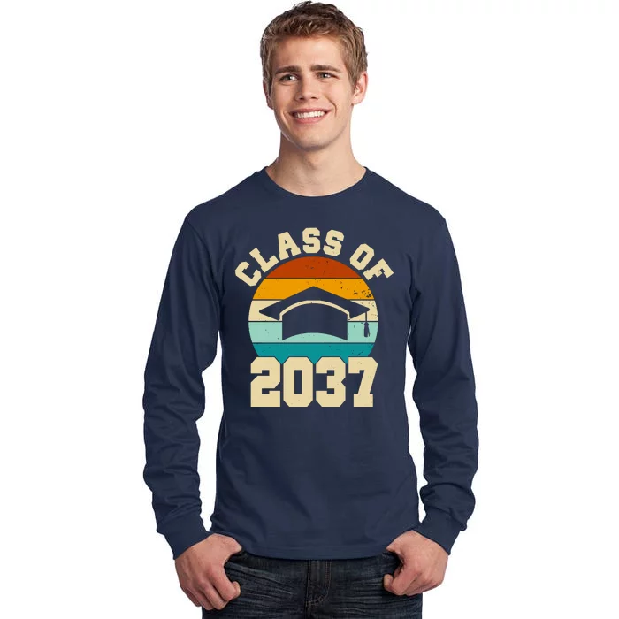 Class Of 2037 Kindergarten Graduation Retro Tall Long Sleeve T-Shirt