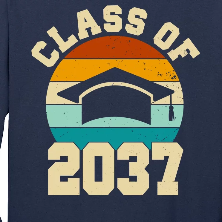 Class Of 2037 Kindergarten Graduation Retro Tall Long Sleeve T-Shirt