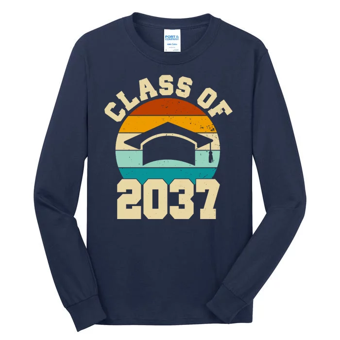 Class Of 2037 Kindergarten Graduation Retro Tall Long Sleeve T-Shirt