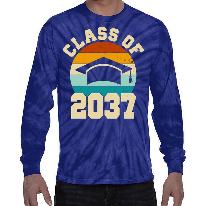 Class Of 2037 Kindergarten Graduation Retro Tie-Dye Long Sleeve Shirt