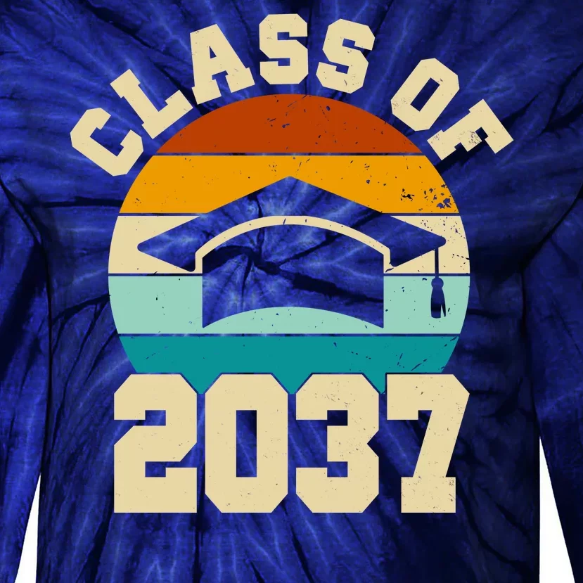 Class Of 2037 Kindergarten Graduation Retro Tie-Dye Long Sleeve Shirt