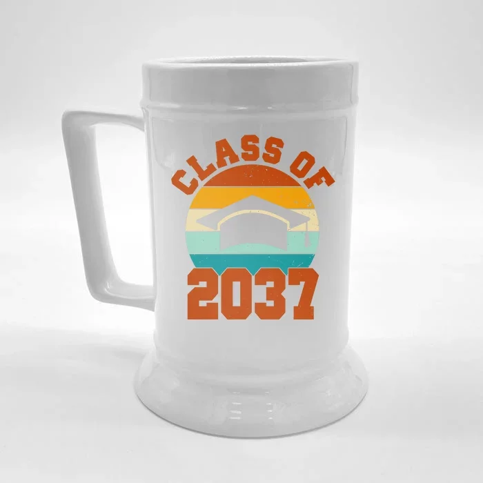 Class Of 2037 Kindergarten Graduation Retro Front & Back Beer Stein