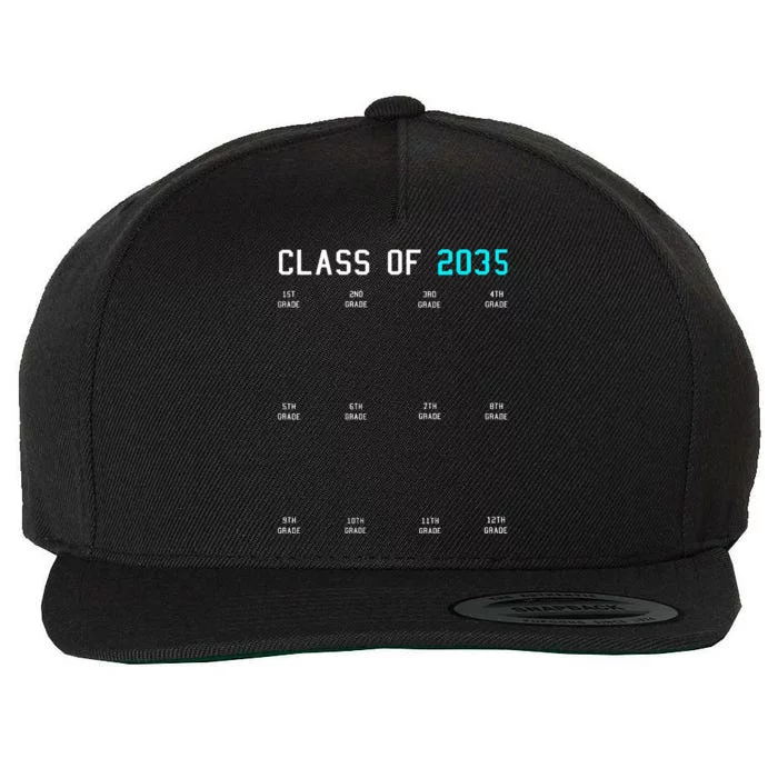 Class Of 2035 Grow With Me Graduation First Day Handprints Wool Snapback Cap