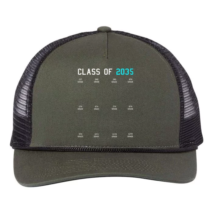 Class Of 2035 Grow With Me Graduation First Day Handprints Retro Rope Trucker Hat Cap