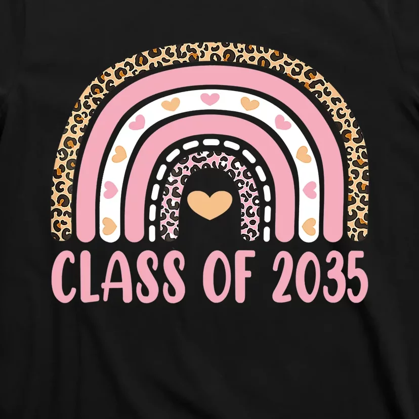 Class Of 2035 Rainbow Leopard Pre-k Grow with Me Graduation T-Shirt