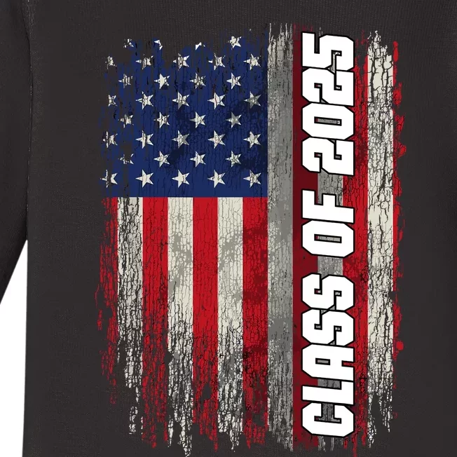 Class Of 2025 Funny Senior 2025 Usa American Flag Baby Long Sleeve Bodysuit