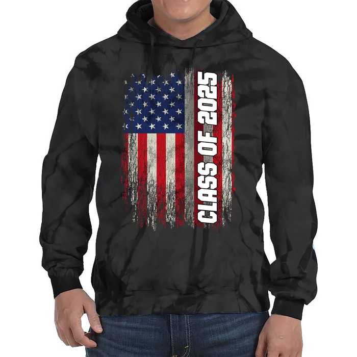 Class Of 2025 Funny Senior 2025 Usa American Flag Tie Dye Hoodie