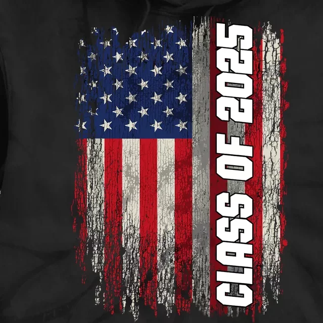 Class Of 2025 Funny Senior 2025 Usa American Flag Tie Dye Hoodie